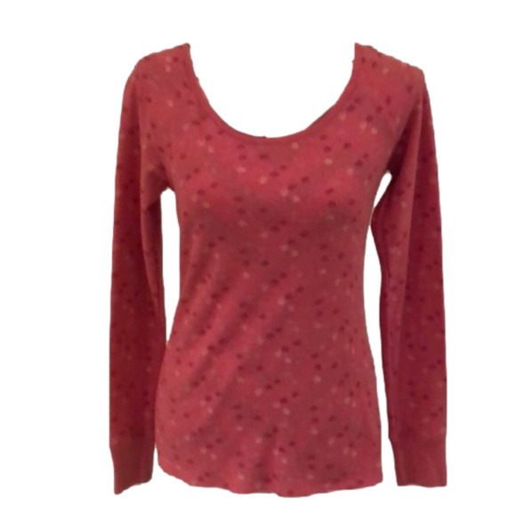AERIE Pink Long Sleeve Snowflake Print Thermal Top Size M - Picture 1 of 6